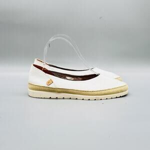 Verbenas Shoes Womens 6.5 White Leather Ballet Flats Espadrille Comfort Slip On